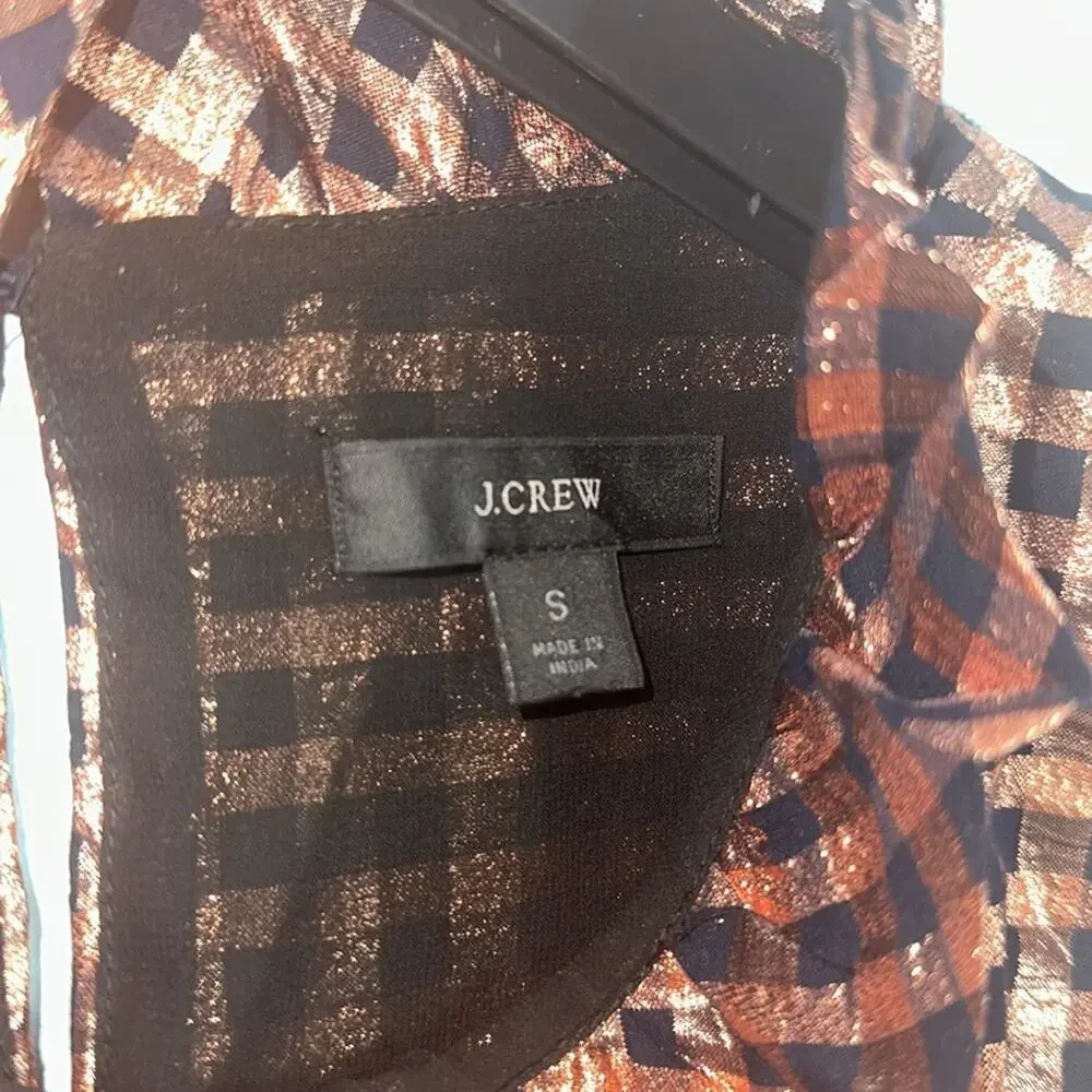 J. Crew ruffle neck sleeveless top in gingham size small